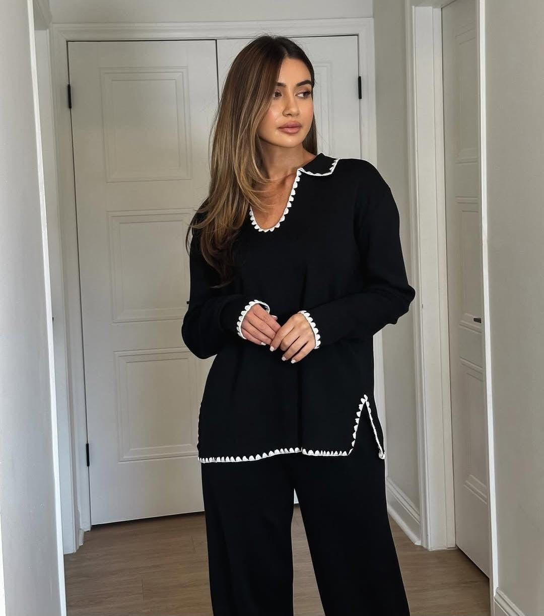 Collar pattern coord set FT455