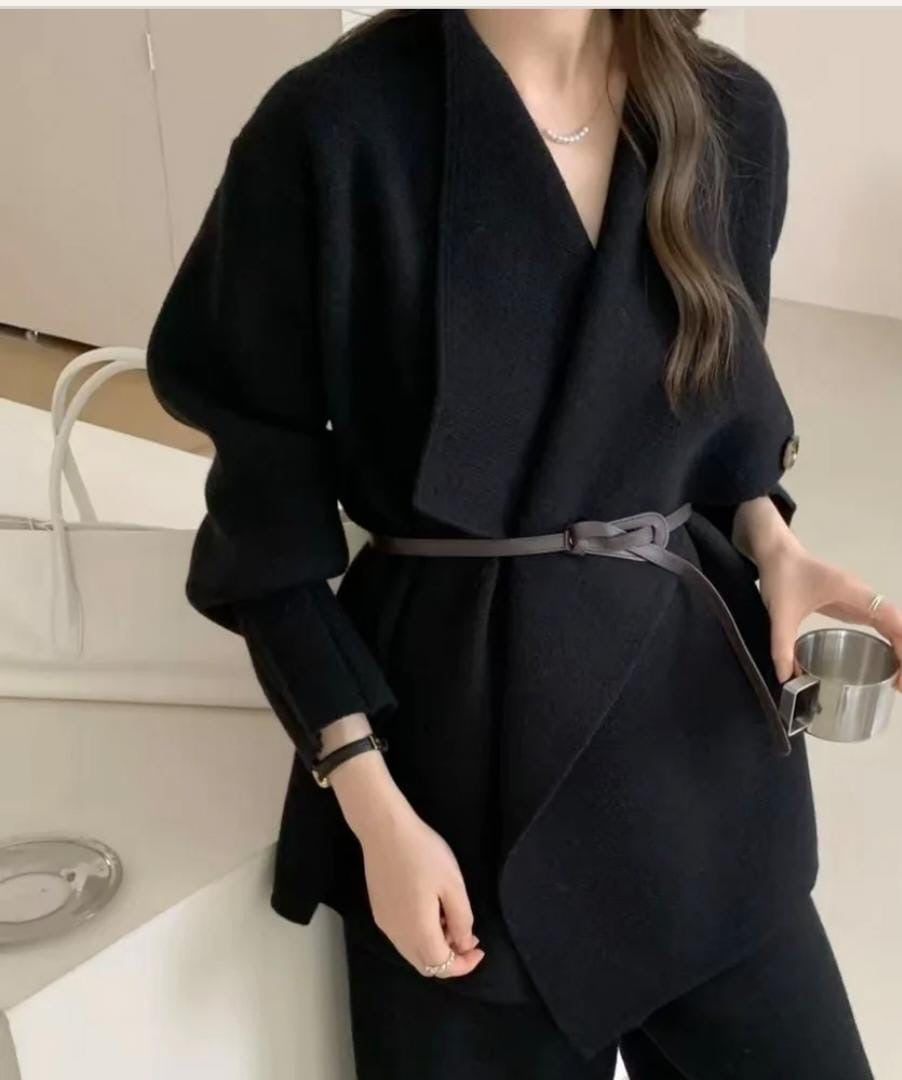 The Draped Cape Woolen Coord Set FT469
