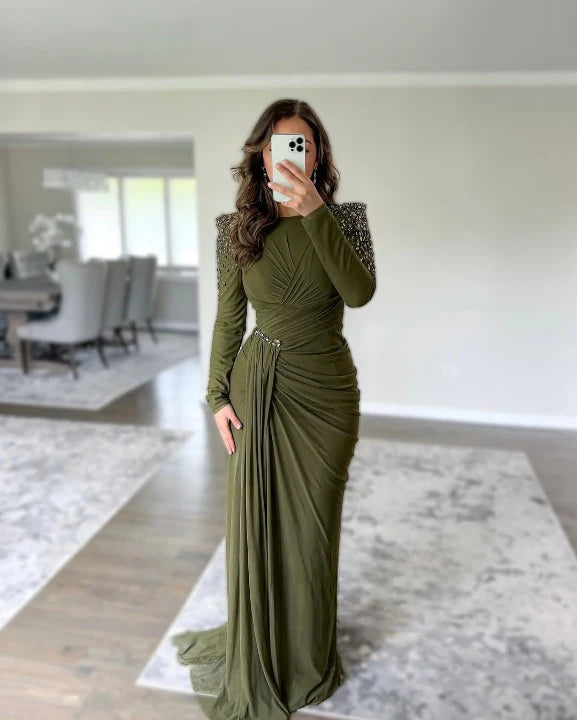 Draped Embellished Gown FT347