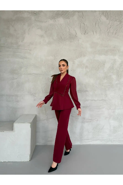 Tassels Embellished Blazer and Pants Set FT380
