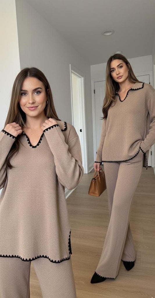 Collar pattern coord set FT455