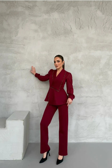 Tassels Embellished Blazer and Pants Set FT380
