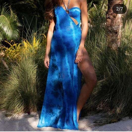 Blue Tie-Dye Swimwear and Cover Up FT029