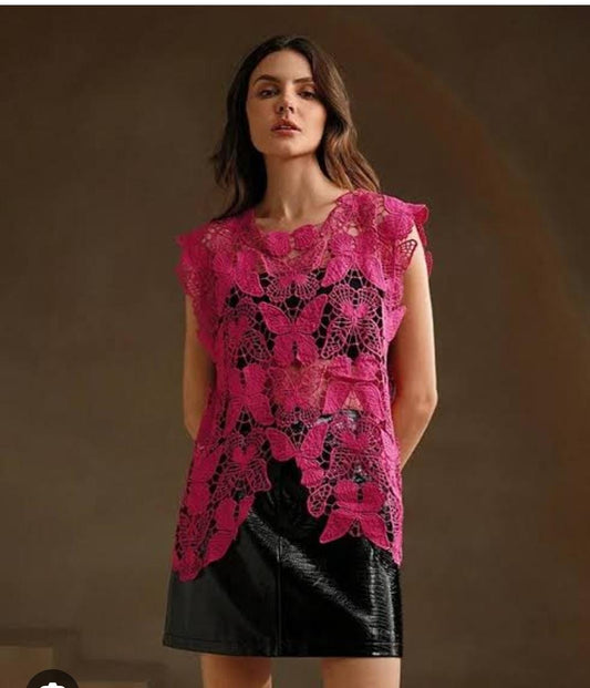 Butterfly Crochet Top FT093
