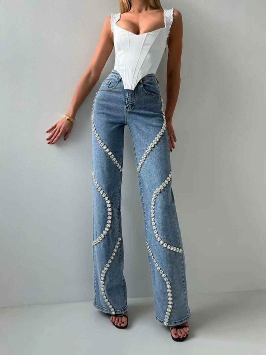 Denim Exclusive Rhinestone Pants FT079