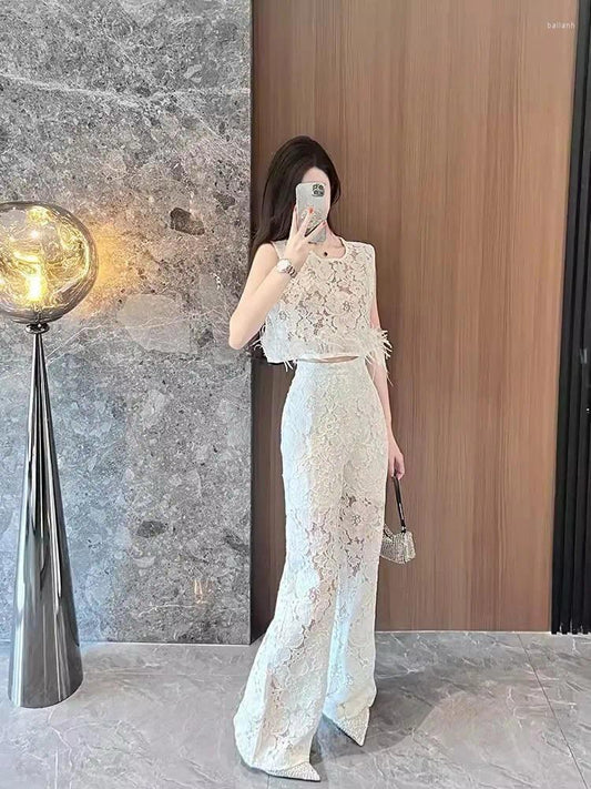 Feather Crochet Co-Ord Set FT062