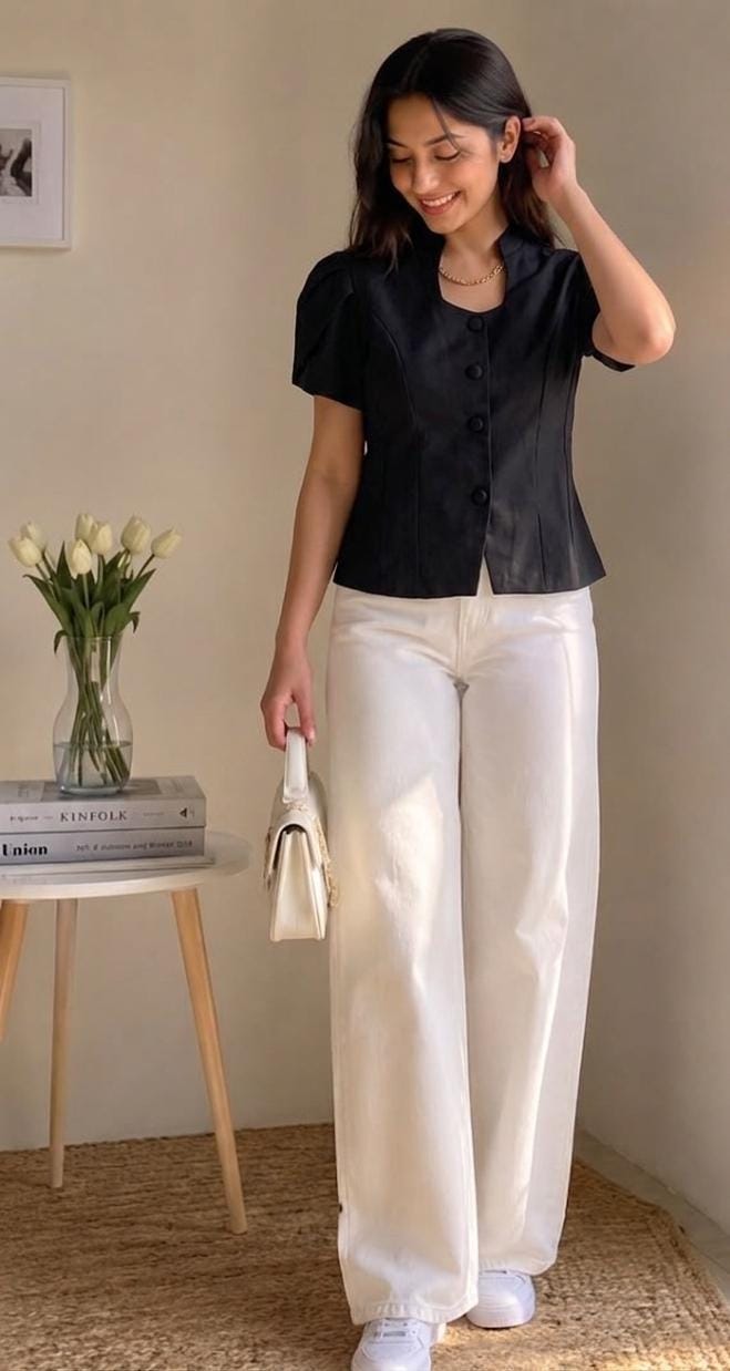 Buttoned Short Fitted Top FT894
