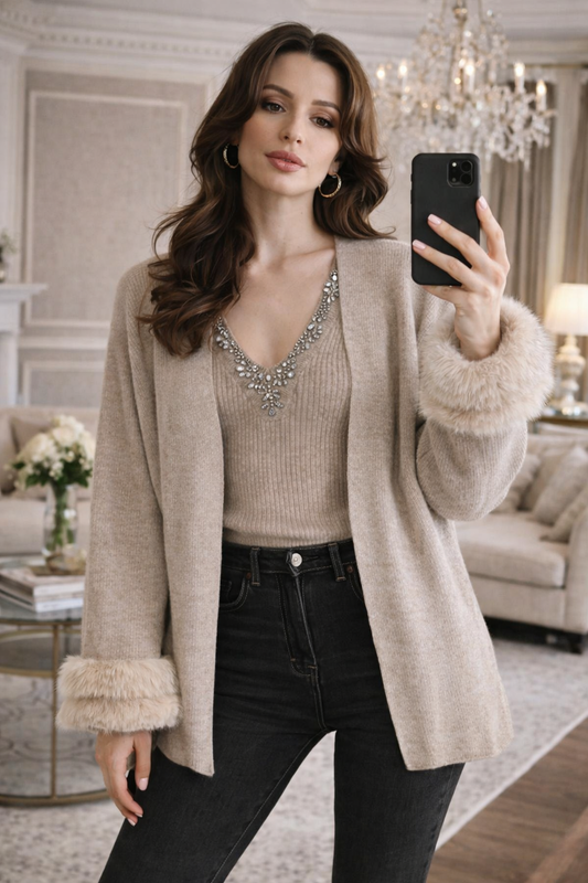 Tiara Embroidered Woolen Top Sur Sleeves Shrug FT480