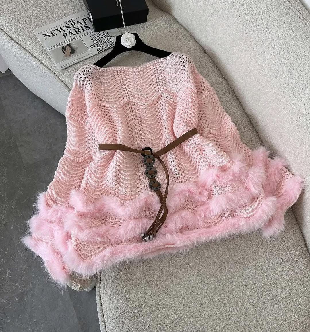 Fur Dress With Belt FT539