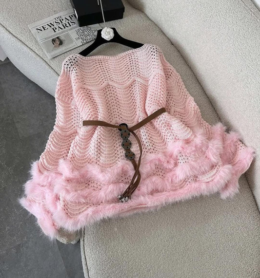 Fur Dress With Belt FT539