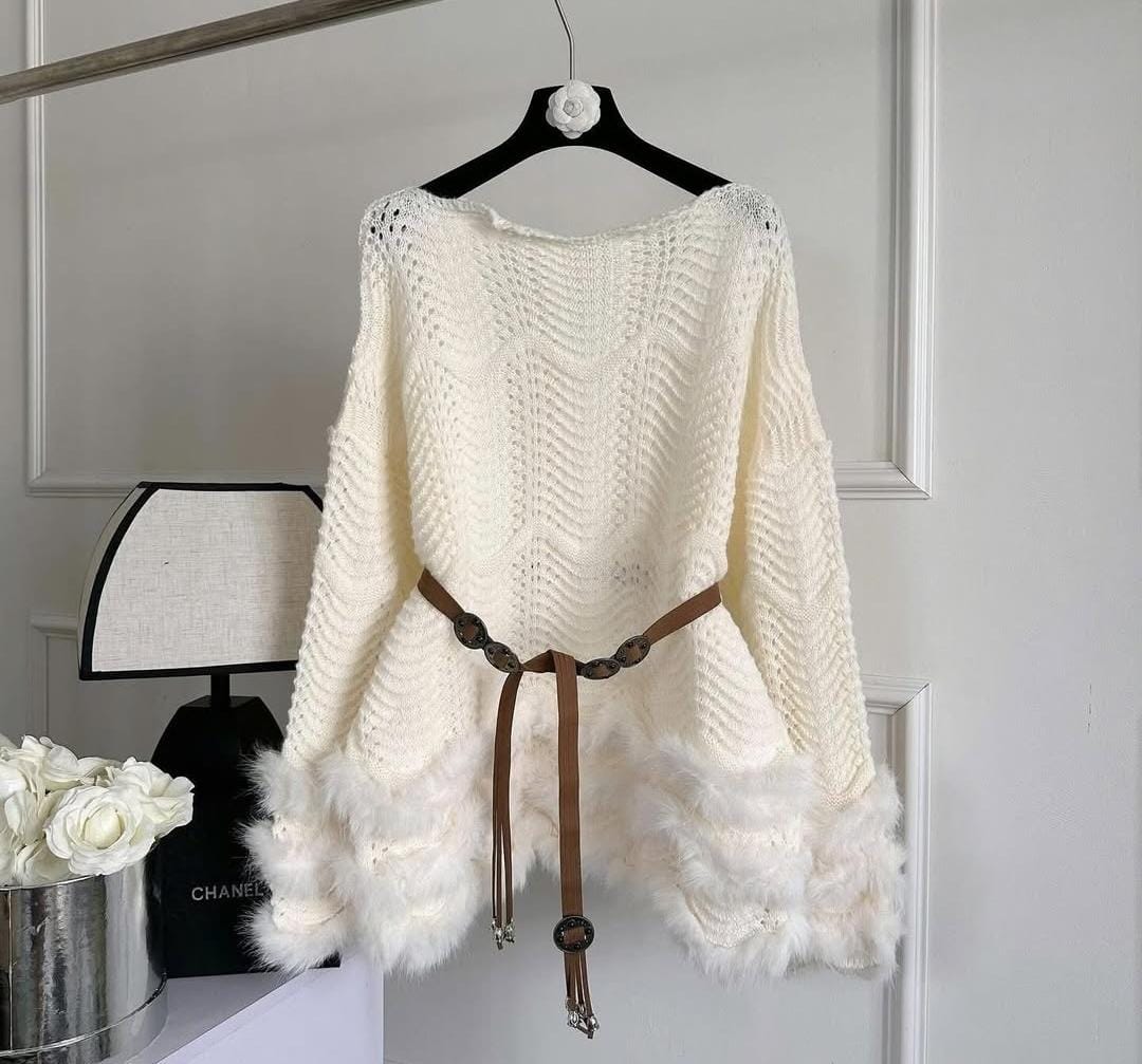 Fur Dress With Belt FT539