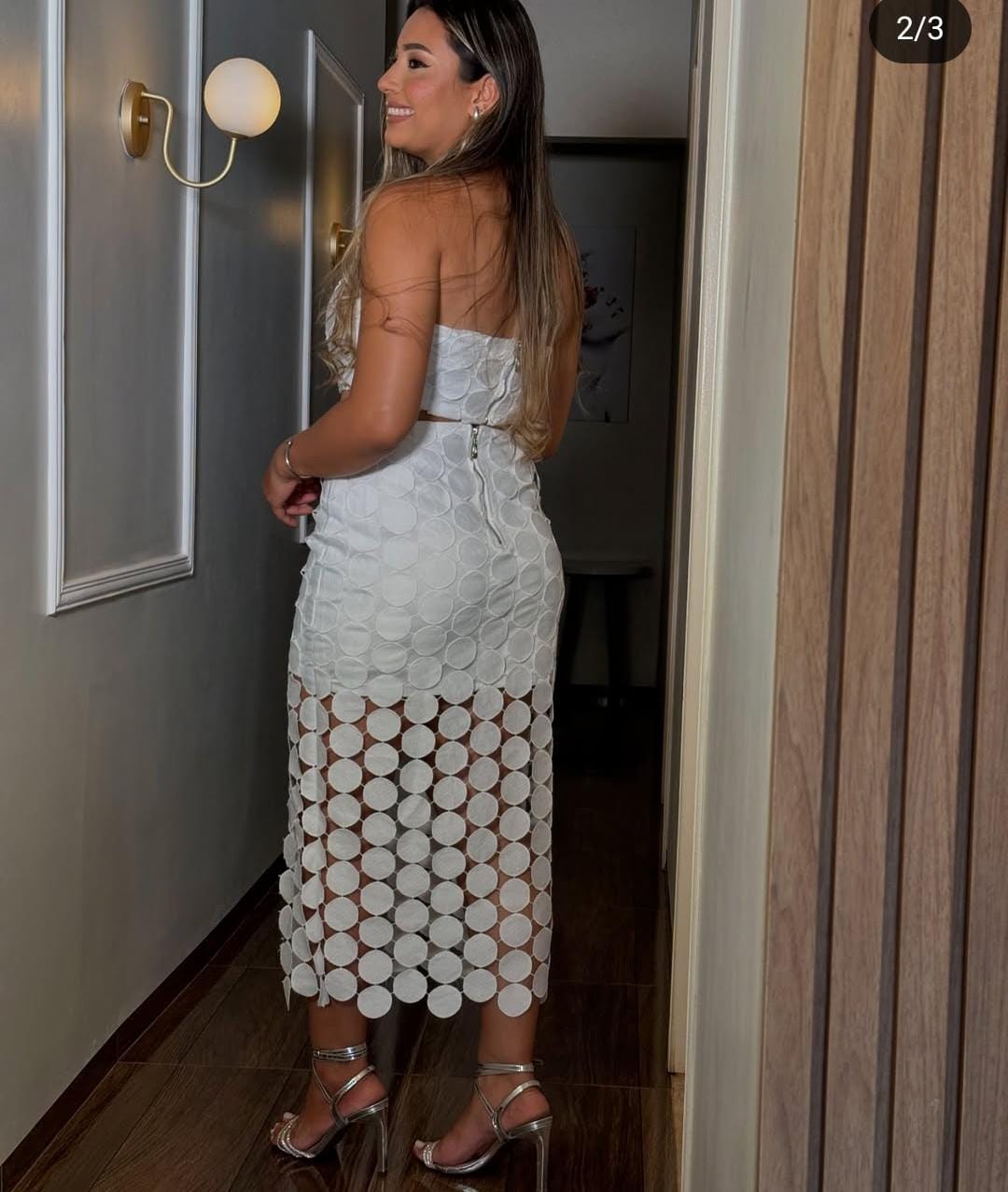 Laser Cut Crop Top and Skirt FT042