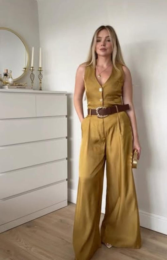 Satin Silk Vest With Palazzo Pants FT212