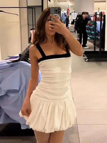 Textured Balloon Dress FT210