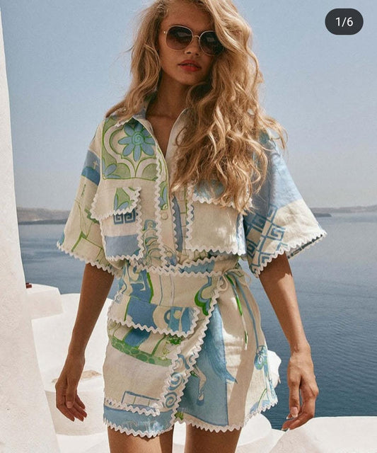 Tropical printed 2 pcs set FT034