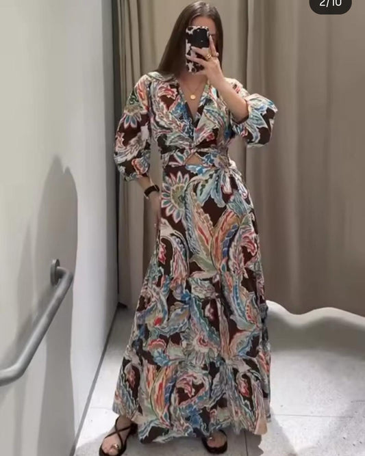 Floral Long Cutout Dress FT252