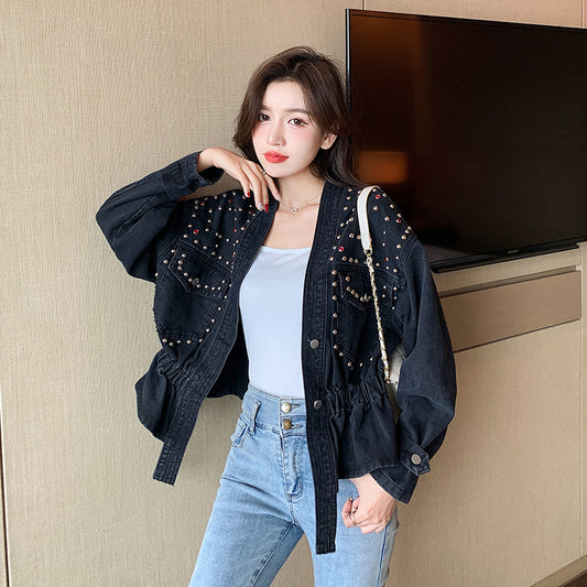 Denim Studded Jacket Full Sleeves FT260