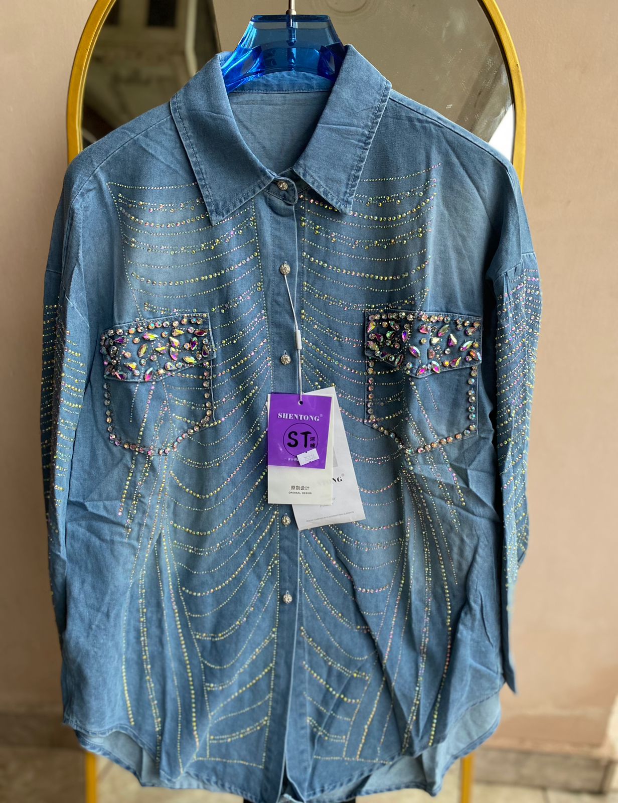 Denim Embellished Shirt FT266