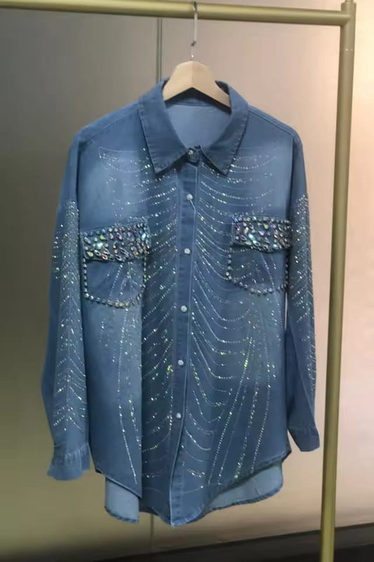 Denim Embellished Shirt FT266