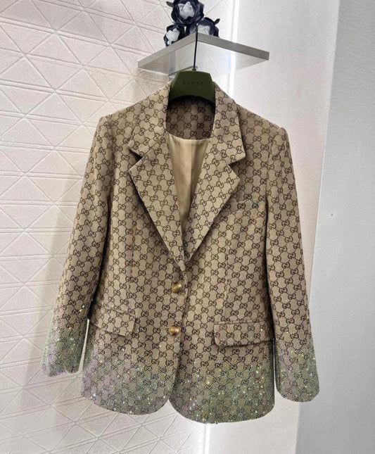 Branded Blazer With Stone Embellishments FT268