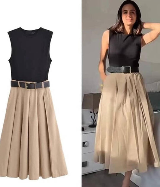 Beautiful Long Dress With Belt FT271