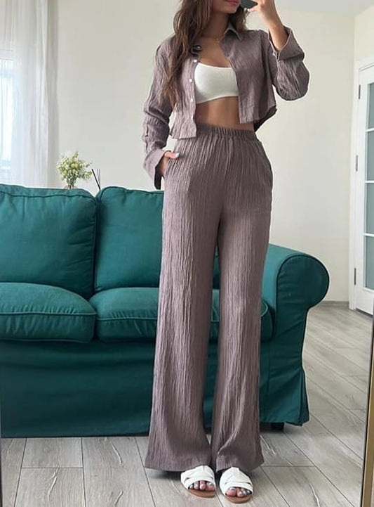 Cropped Shirt And Pants Set FT274