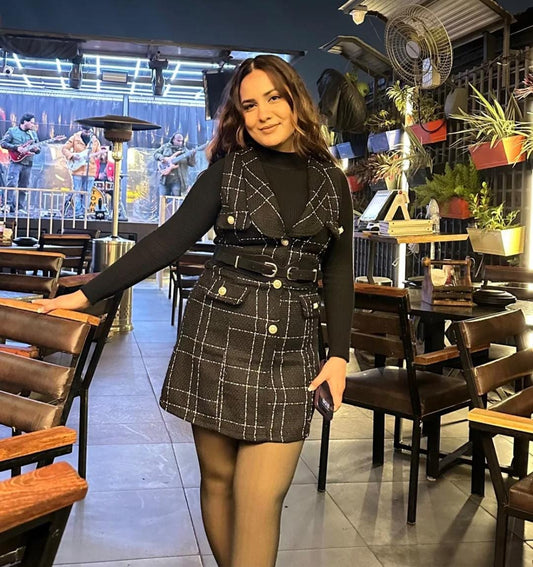 Woolen Inner With Textured Tweed Dress FT280