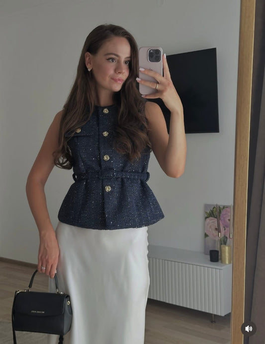 Luxe Tweed Jacket With Belt FT284