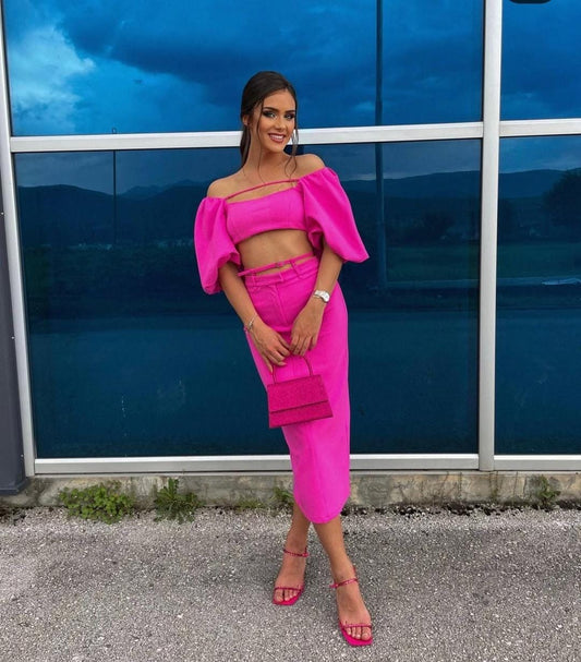 Beautiful Pink Skirt Co-Ord set FT285