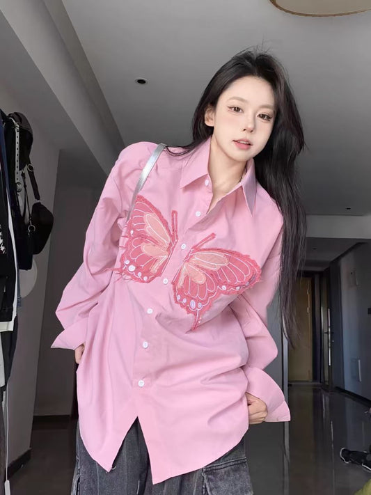 Beautiful Butterfly Patchwork Shirt FT296