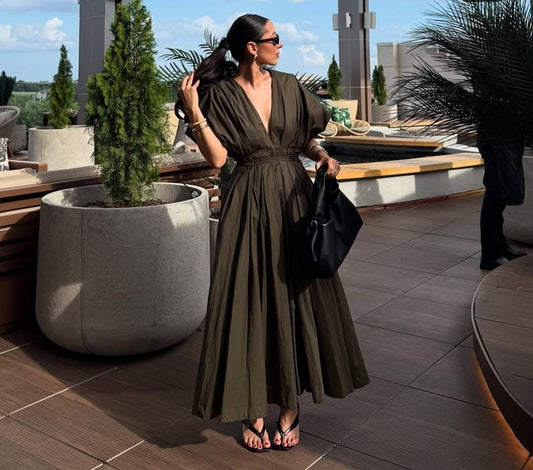 Beautiful V-Neck Long Dress FT293