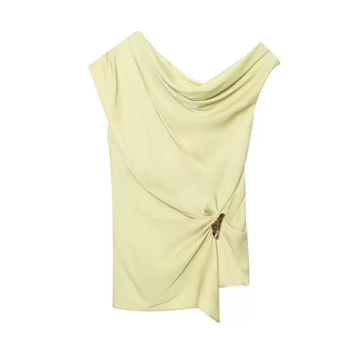 Stunning One Off Shoulder Asymmetric Satin Top FT290