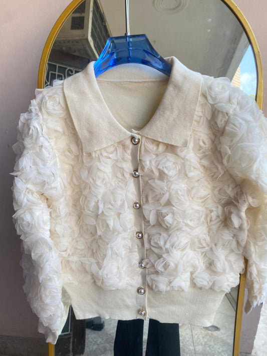 Floral Pearl Buttons Cardigan FT308