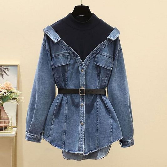 Asymmetrical Denim shirt FT338