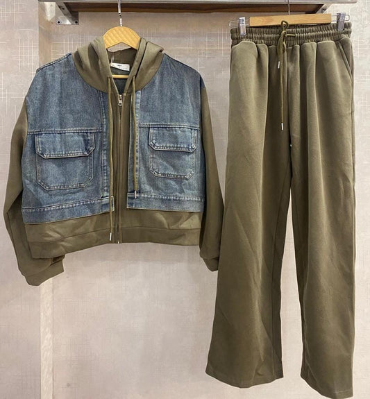 Denim Detailed Coord Set FT342