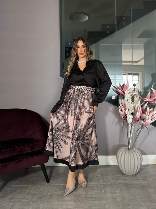 Shirt With Printed Fringes Skirt FT349