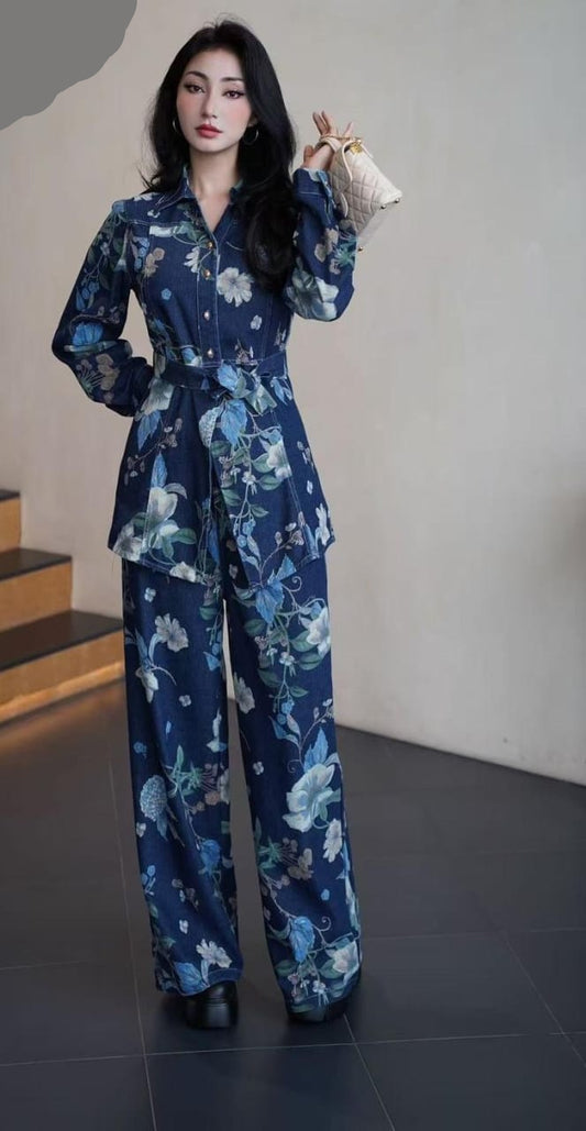 Beautiful Floral Denim Co-Ord Set FT361