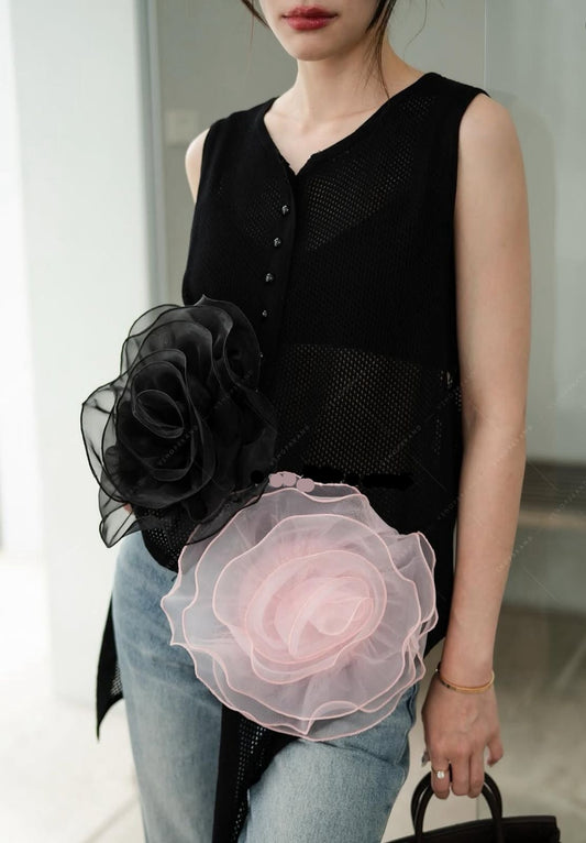 Stunning Top With 3D flower FT364