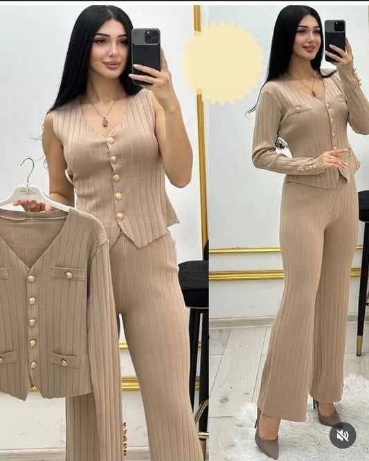 Beautiful Buttoned 3 pcs Co-Ord Set FT370