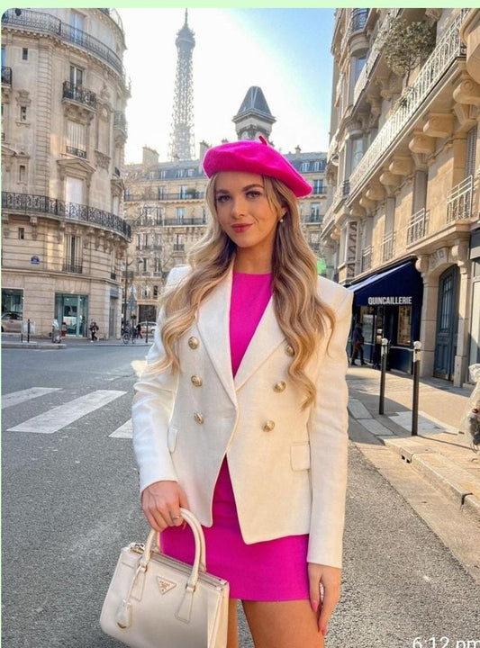 Textured Blazer With Stretchable Dress FT369
