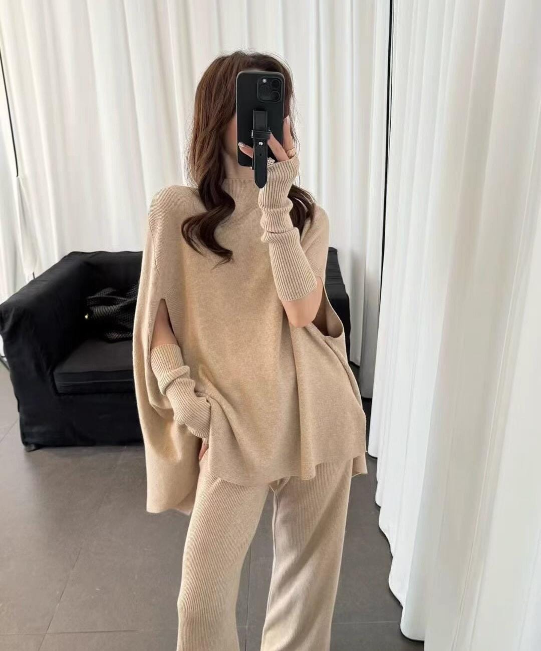 Woolen lounge set with arm warmers FT381