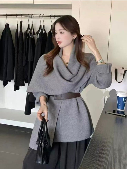Woolen Cape with Belt FT384