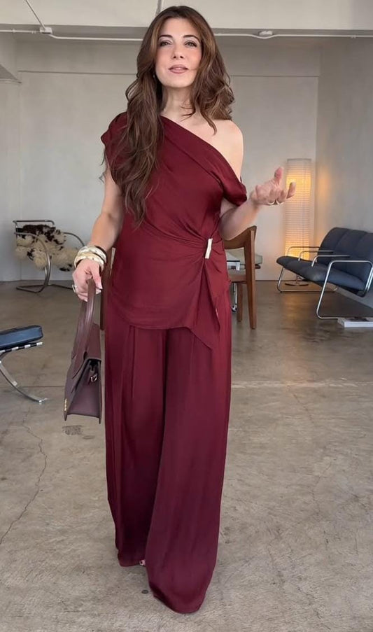Asymmetric Top and Pants Set FT390