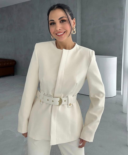 Formal Belted Blazer Set FT392