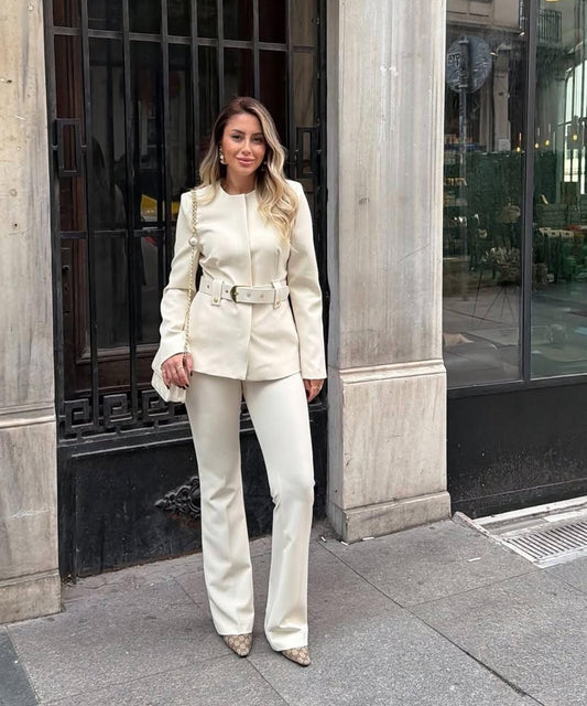 Formal Belted Blazer Set FT392