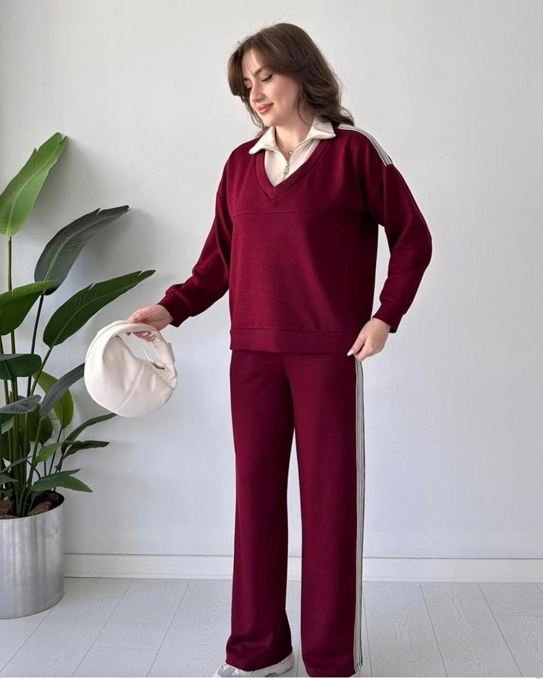 Collar Patterned Comfortable Co-Ord Set FT403