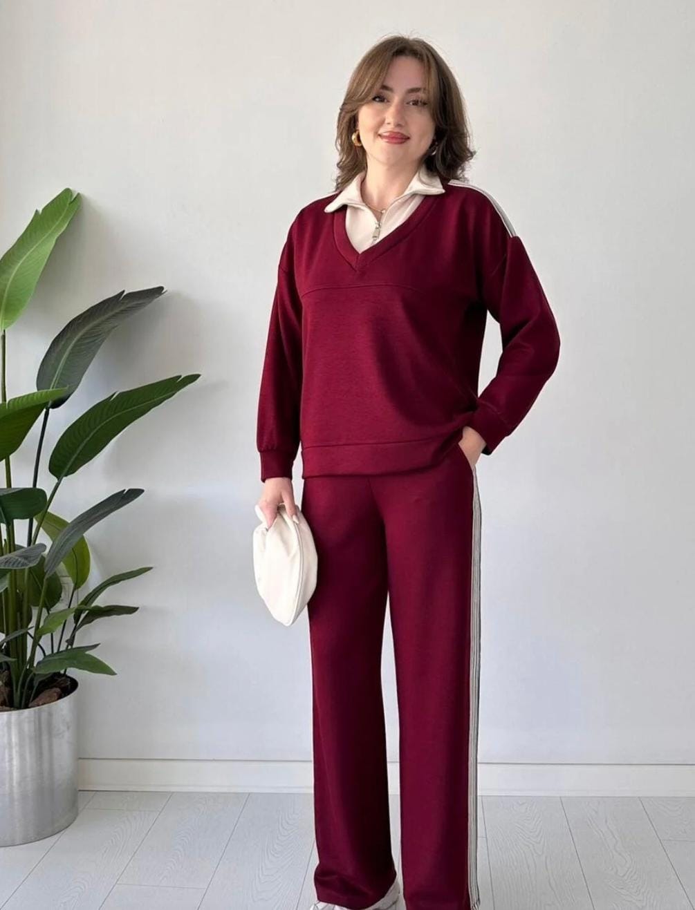 Collar Patterned Comfortable Co-Ord Set FT403