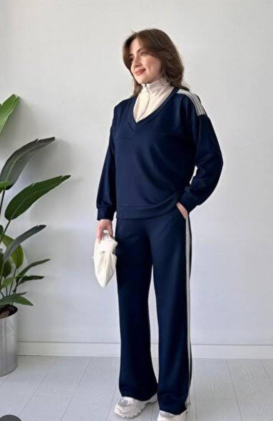 Collar Patterned Comfortable Co-Ord Set FT403