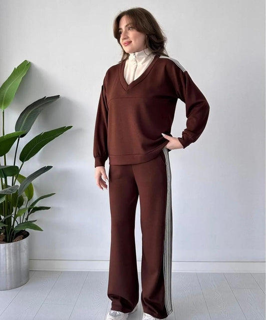 Collar Patterned Comfortable Co-Ord Set FT403