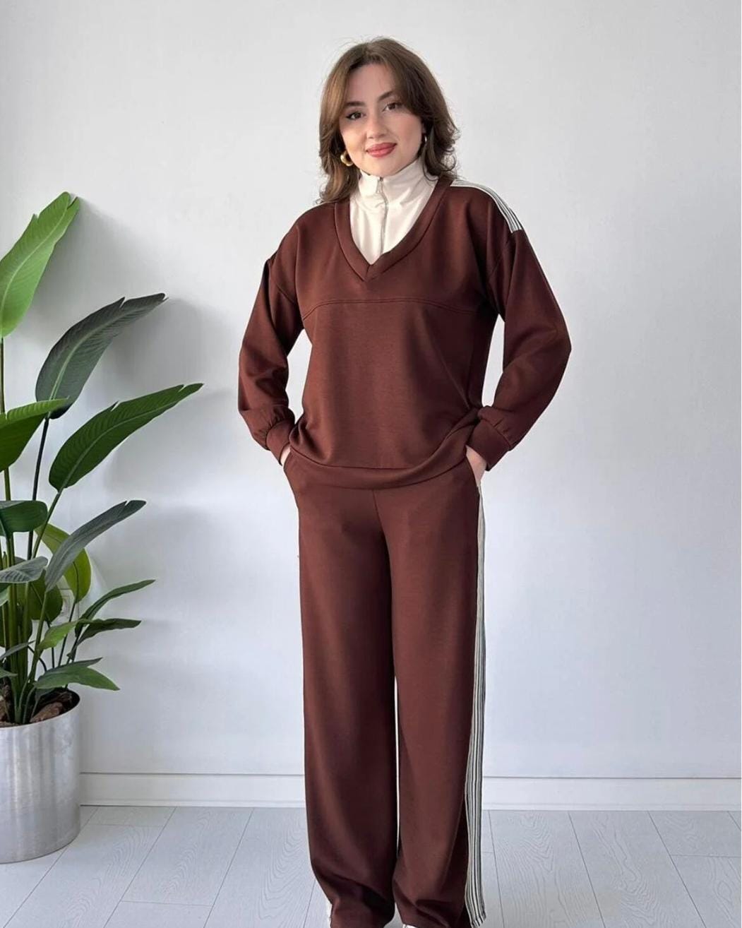 Collar Patterned Comfortable Co-Ord Set FT403